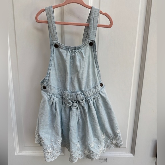Cynthia Rowley 3T Girls Light Blue Denim Overalls Dress Jumper with Lace Trim - Picture 1 of 8
